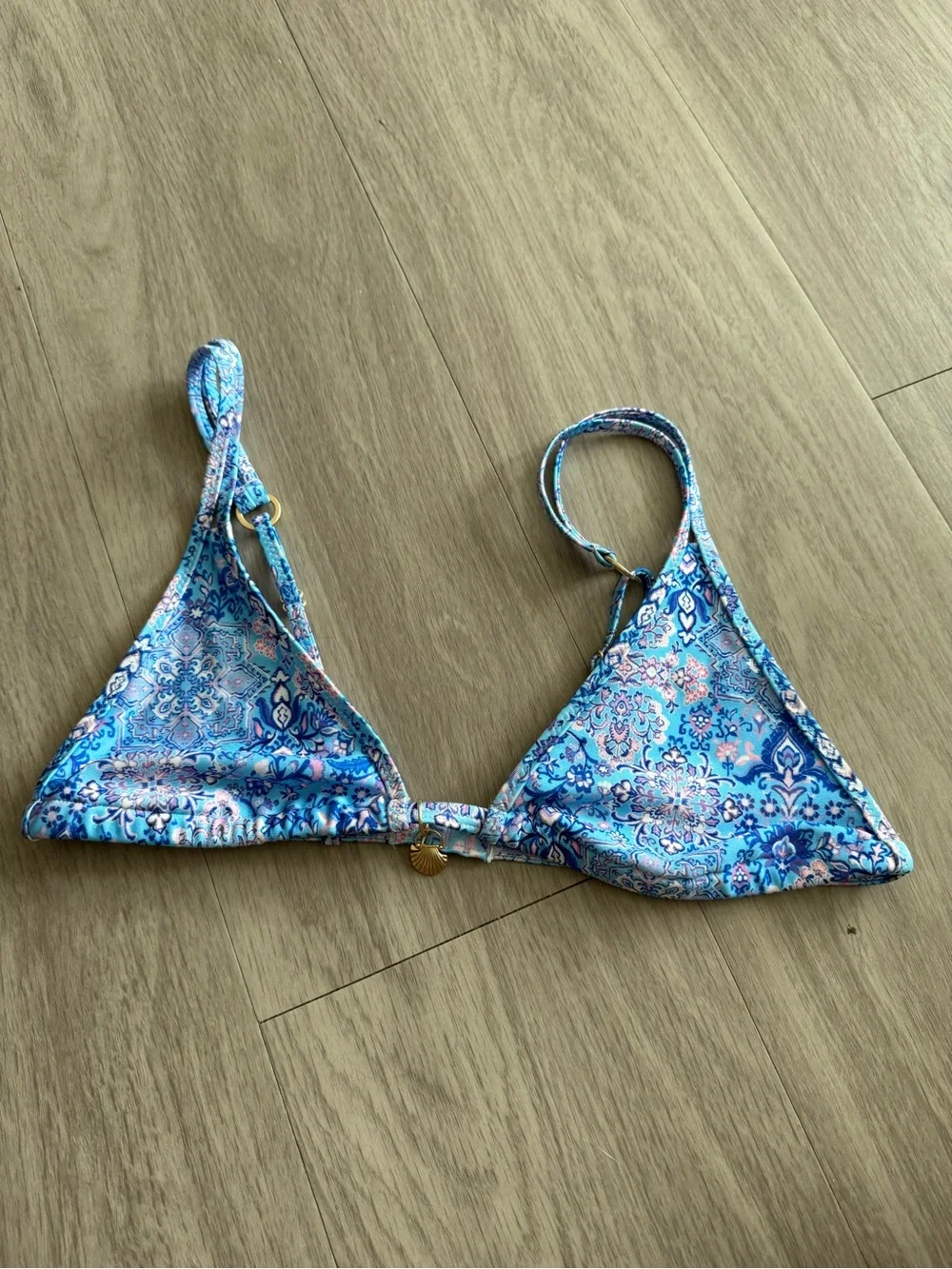 Kulani Kinis Triangle Bikini Top Blue Paisley Print Size Large